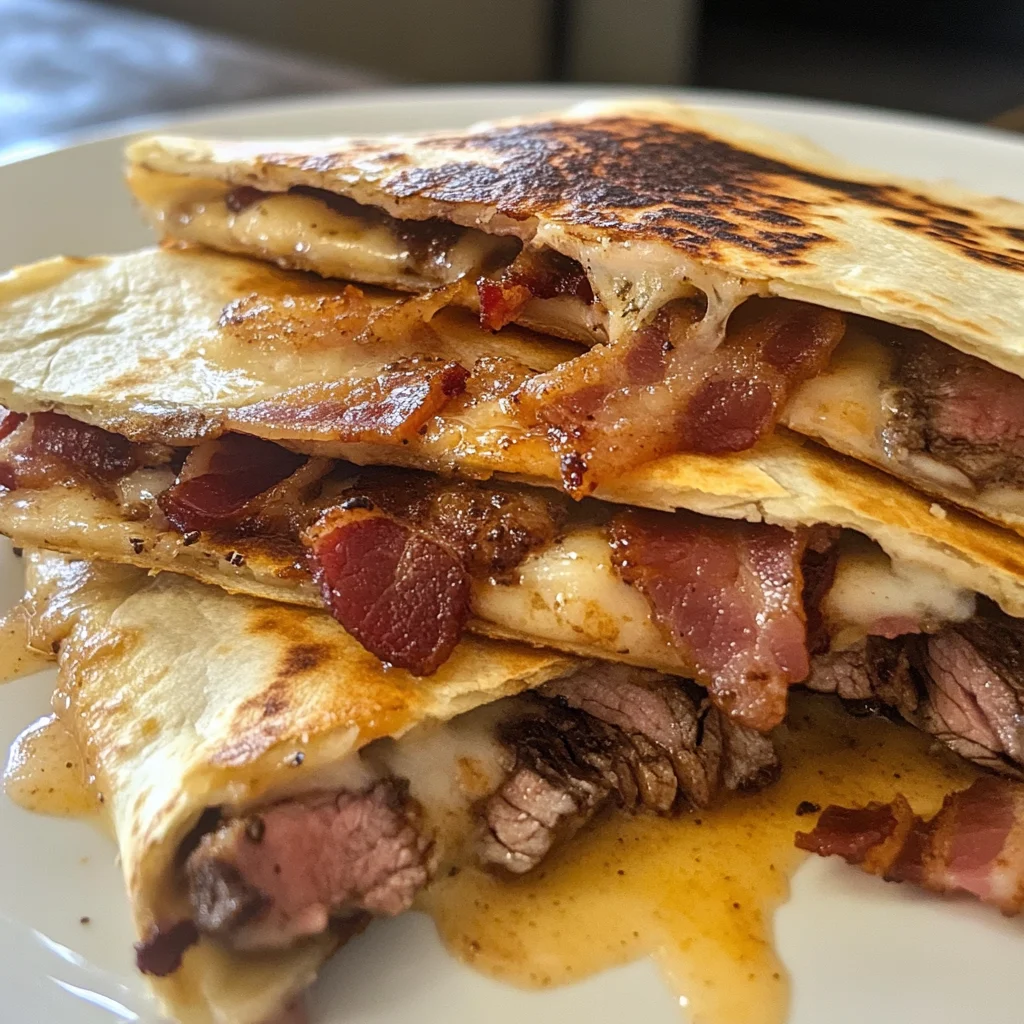 Cheesy Garlic Butter Steak & Bacon Quesadillas Recipe