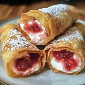 Strawberry Cheesecake Stuffed Eggrolls: A Sweet Delight