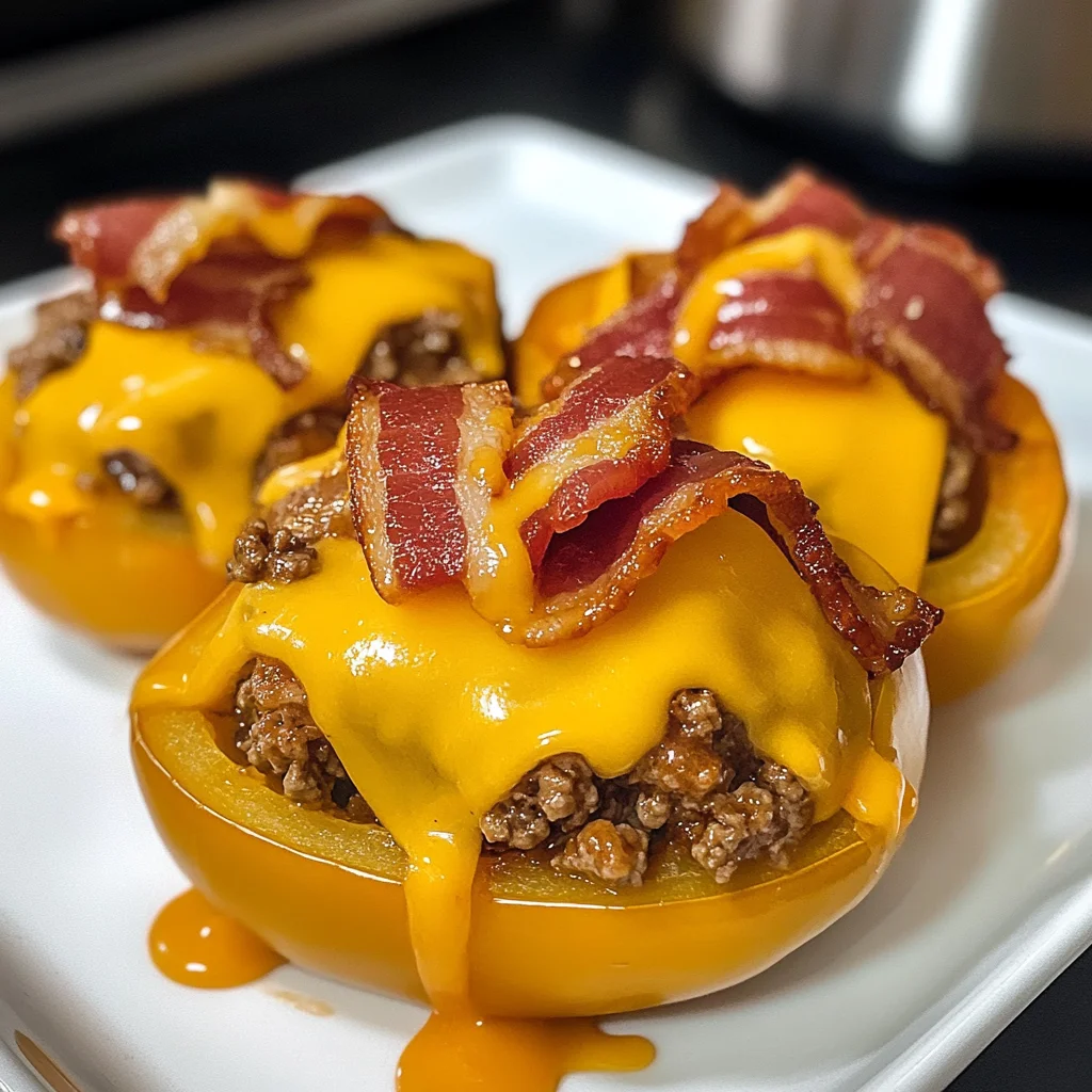 BBQ Bacon Cheeseburger Stuffed Peppers Recipe