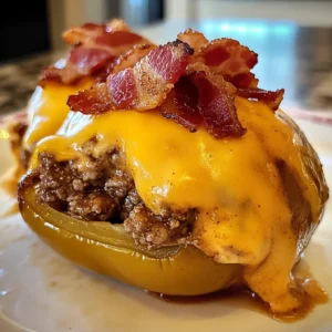 BBQ Bacon Cheeseburger Stuffed Peppers Recipe