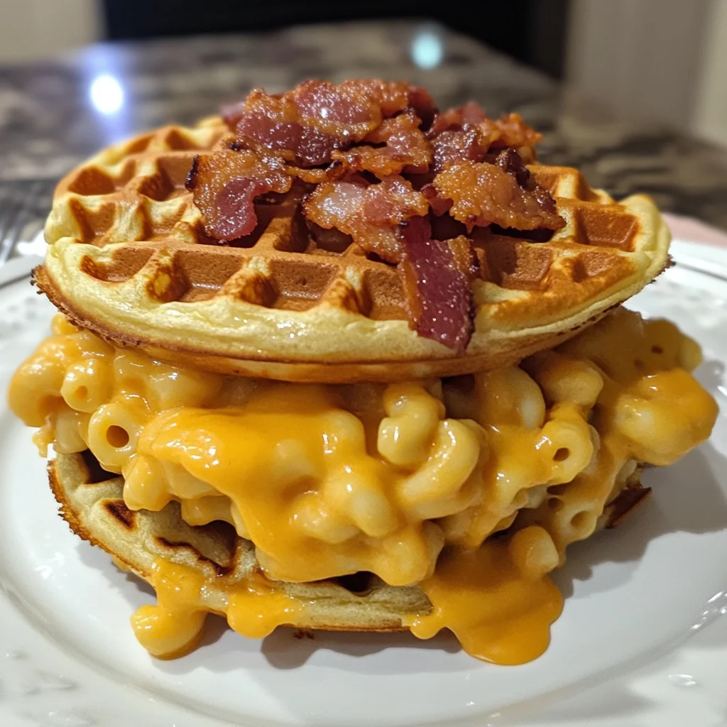 BBQ Bacon Mac & Cheese Waffle Sandwiches Recipe