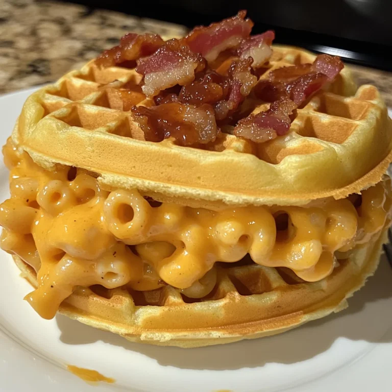 BBQ Bacon Mac & Cheese Waffle Sandwiches Recipe