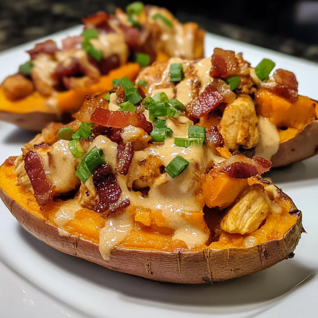 BBQ Bacon Ranch Chicken Loaded Sweet Potatoes Recipe