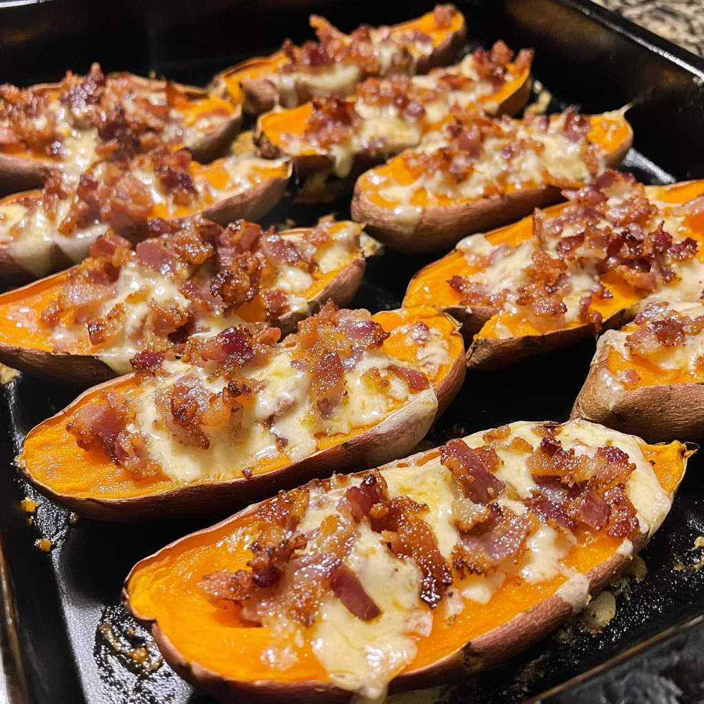 BBQ Bacon Ranch Loaded Sweet Potato Skins Recipe