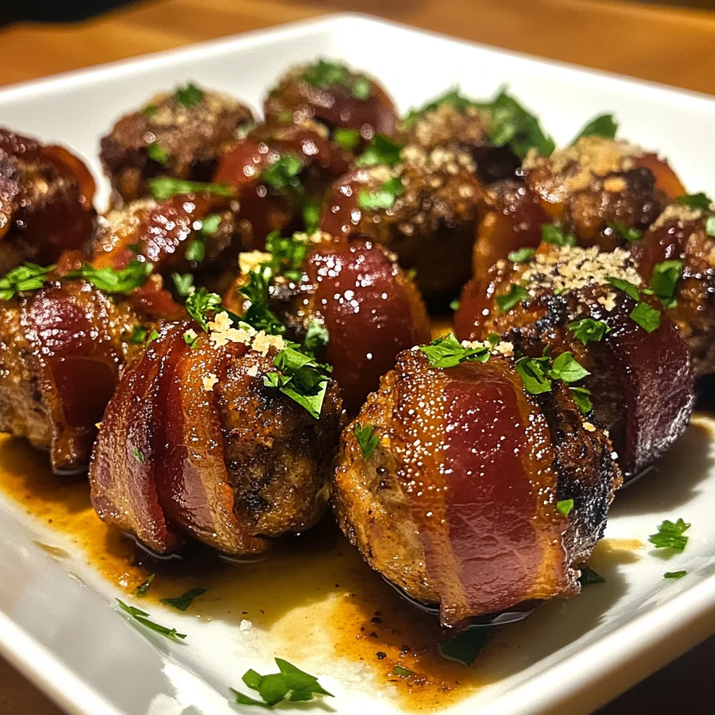 BBQ Bacon Wrapped Meatball Poppers Recipe