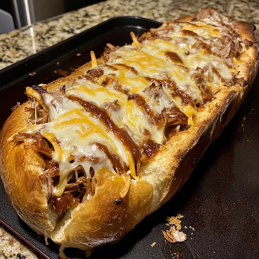 BBQ Pulled Pork Stuffed Cheesy Bread Recipe