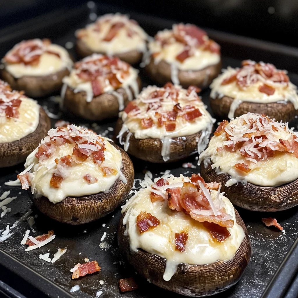 Bacon Ranch Pizza Stuffed Mushrooms Recipe