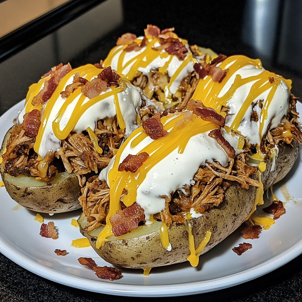 Bacon Ranch Pulled Pork Stuffed Potatoes Recipe