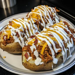 Bacon Ranch Pulled Pork Stuffed Potatoes Recipe