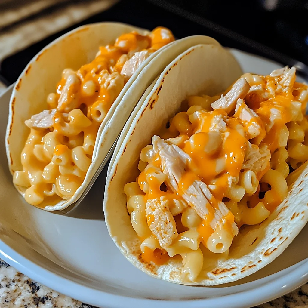 Buffalo Chicken Mac & Cheese Tacos