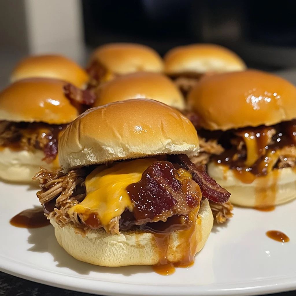 Cheesy Bacon BBQ Pulled Pork Sliders Recipe