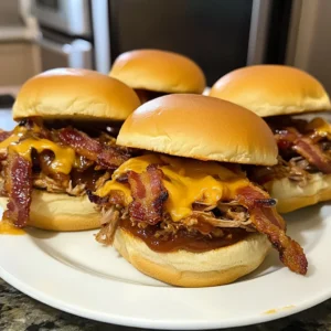 Cheesy Bacon BBQ Pulled Pork Sliders Recipe
