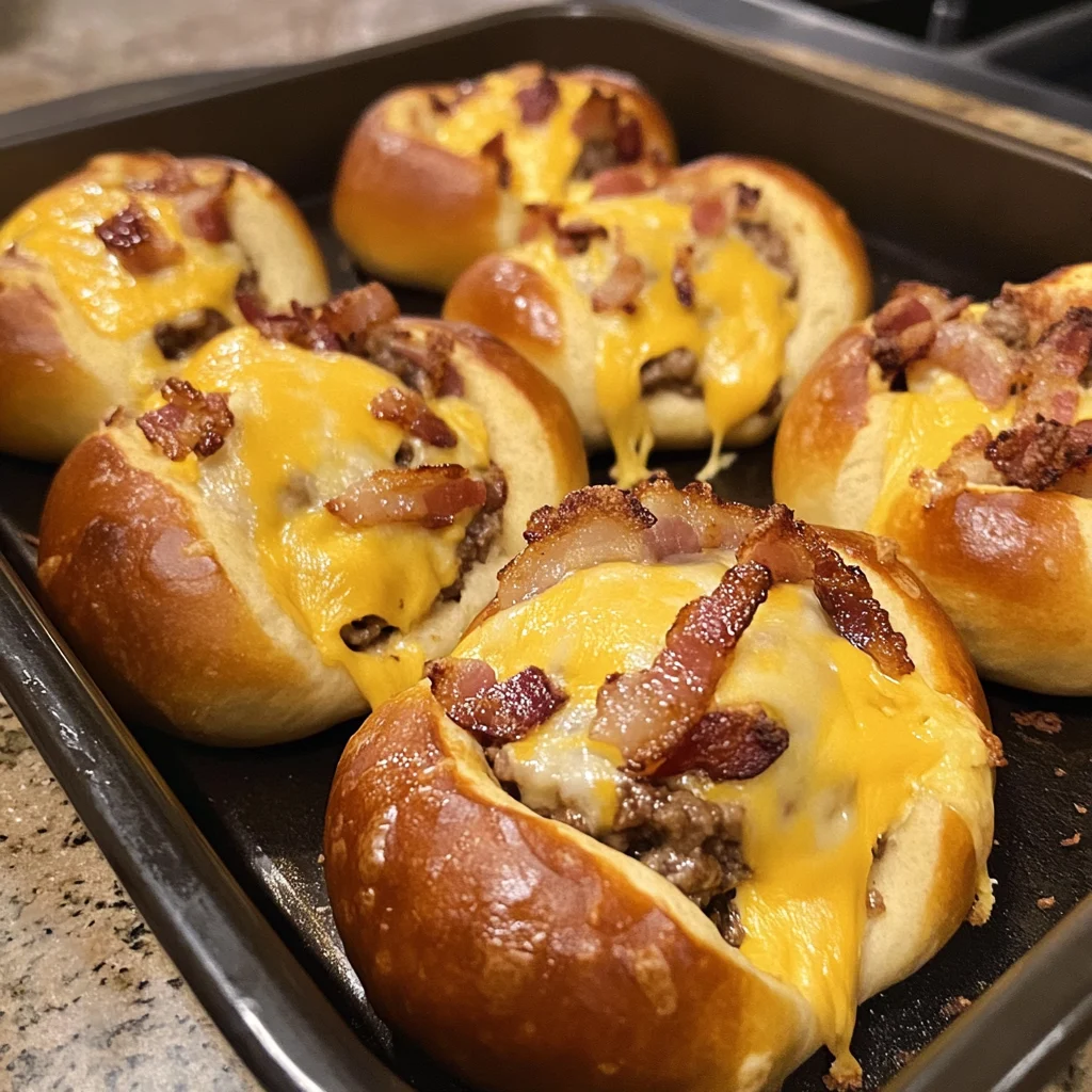 Cheesy Bacon Cheeseburger Pretzel Bombs Recipe