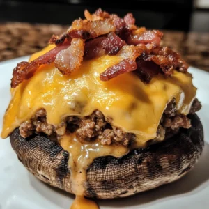 Cheesy Bacon Cheeseburger Stuffed Mushrooms Recipe