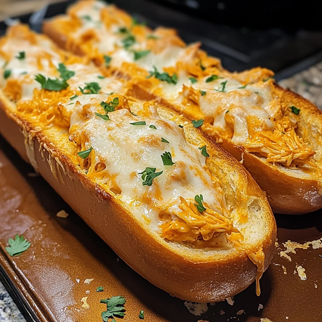 Cheesy Buffalo Chicken Stuffed French Bread Recipe
