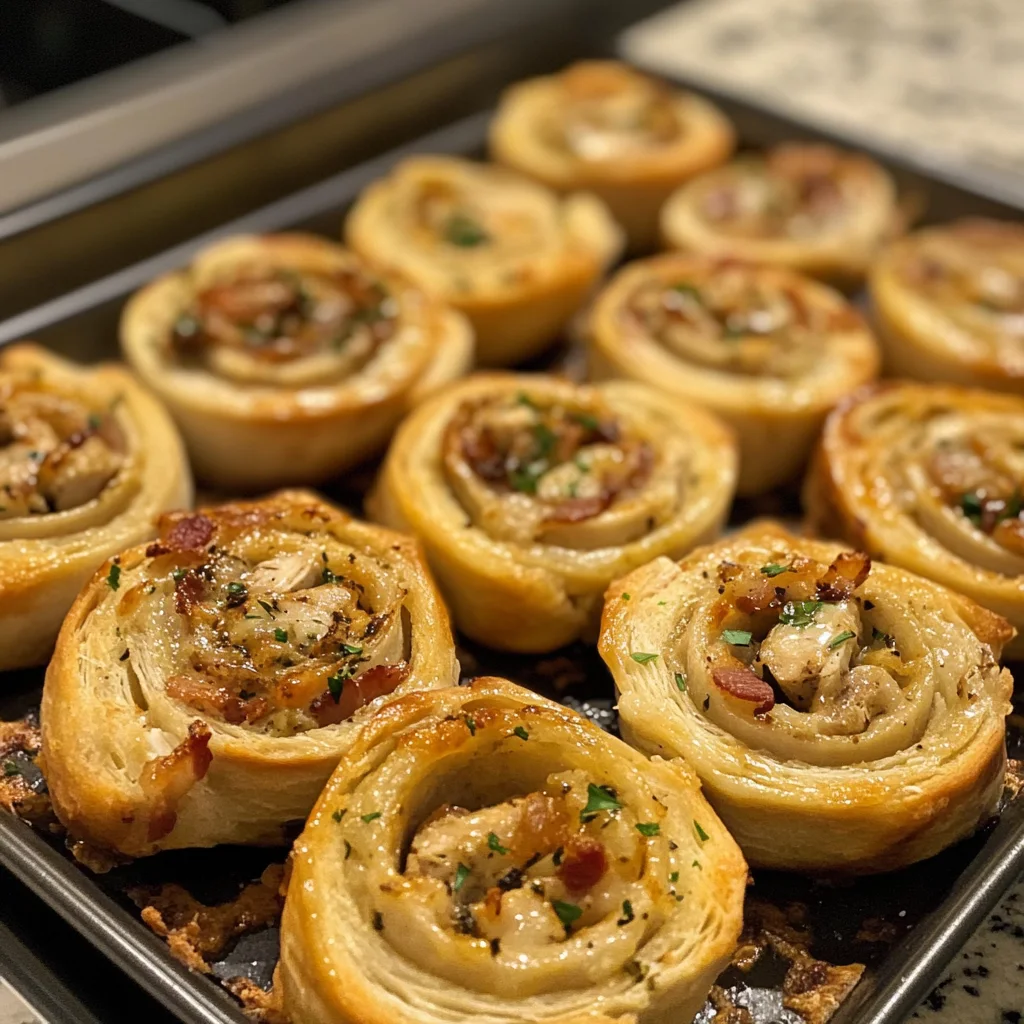 Cheesy Garlic Butter Chicken & Bacon Pinwheels Recipe