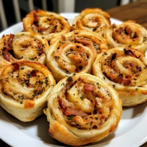 Cheesy Garlic Butter Chicken & Bacon Pinwheels Recipe
