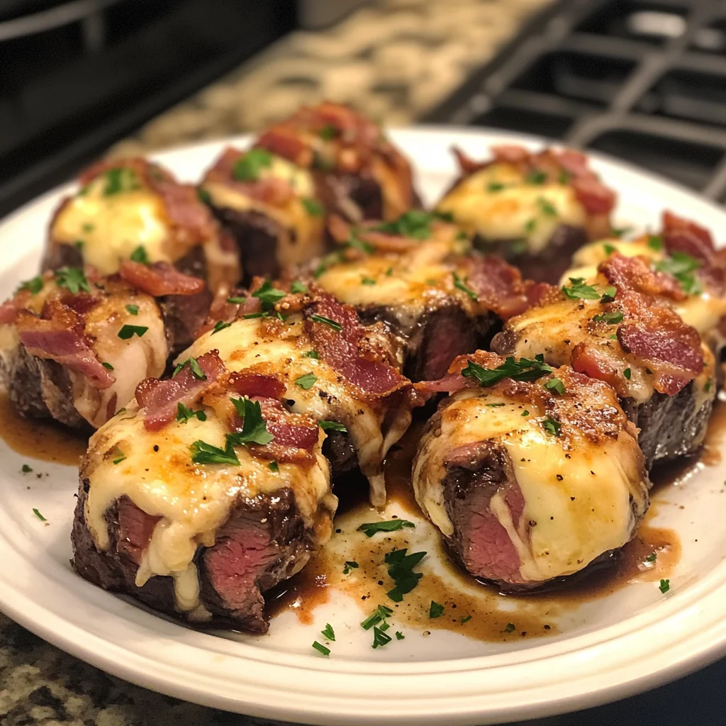 Cheesy Garlic Butter Steak & Bacon Bombs Recipe