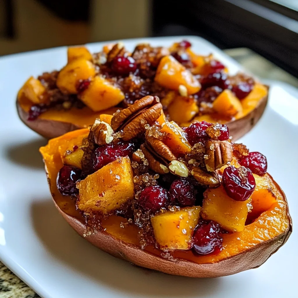 Delicious Cranberry Apple Twice-Baked Sweet Potatoes