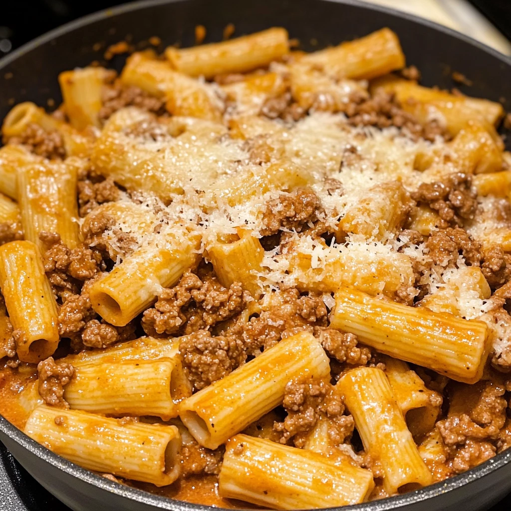 Creamy Parmesan Beef Rigatoni Recipe