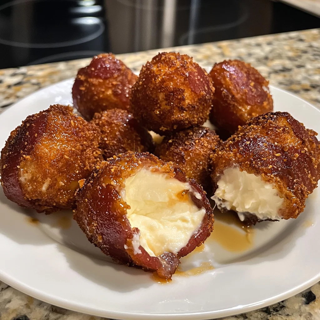 Crispy Honey Garlic Bacon Wrapped Cheese Bombs Recipe
