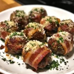 Garlic Parmesan Bacon Wrapped Meatballs Recipe
