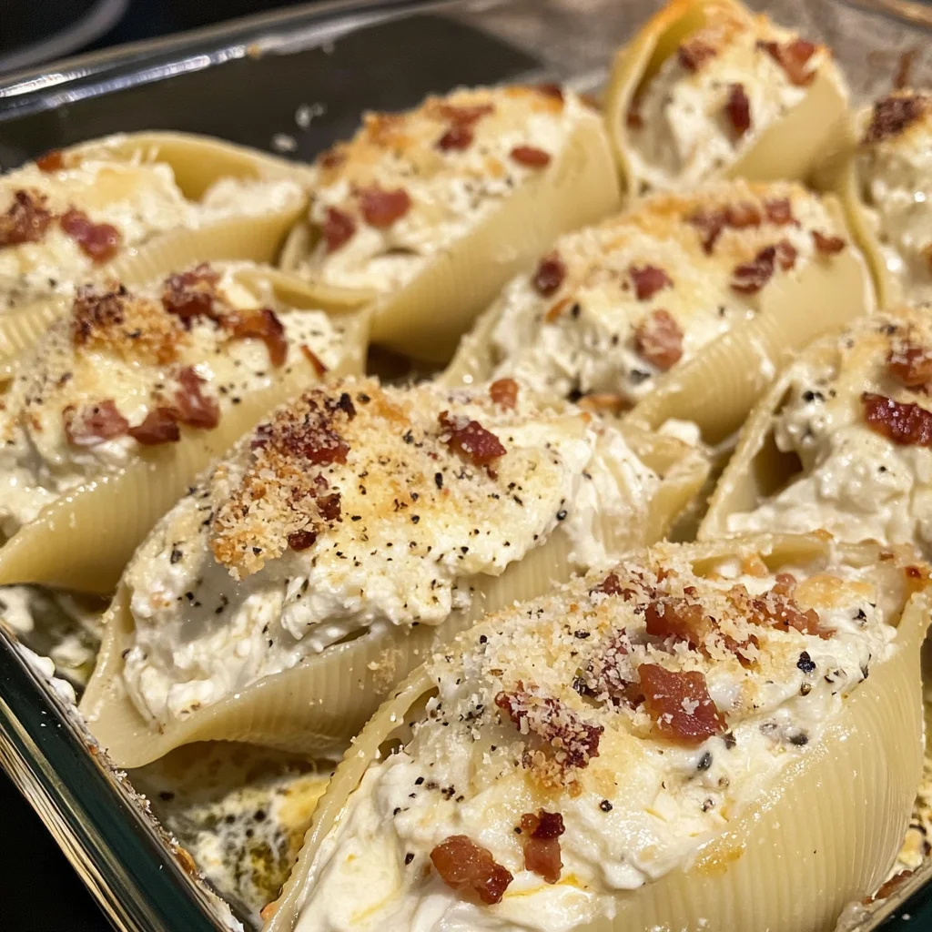 Garlic Parmesan Chicken & Bacon Stuffed Shells Recipe