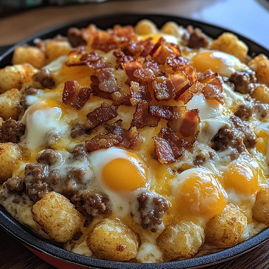 Loaded Breakfast Tater Tot Casserole with Gravy