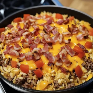 Easy One-Pan Bacon Cheeseburger Rice Casserole Recipe