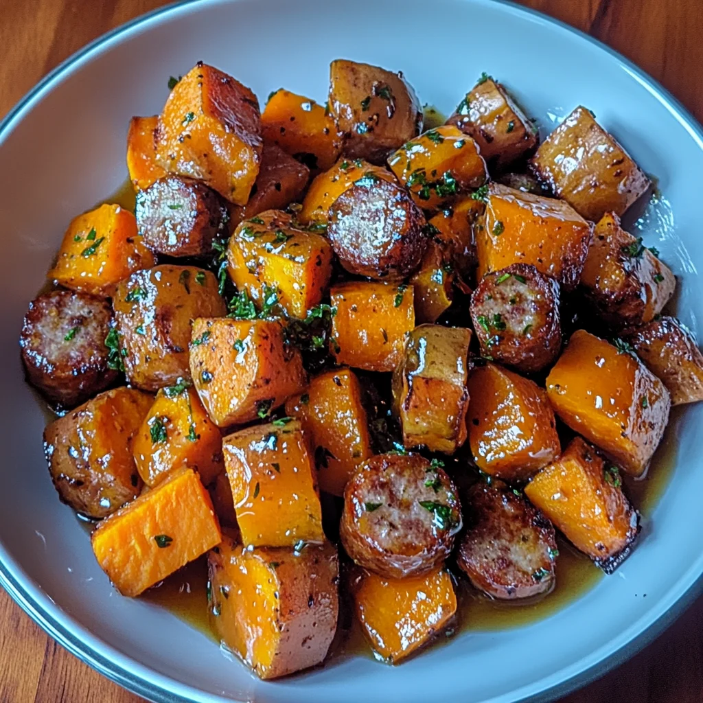 Savory Turkey Sausage and Sweet Potatoes with Honey Garlic