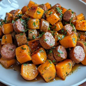 Savory Turkey Sausage and Sweet Potatoes with Honey Garlic