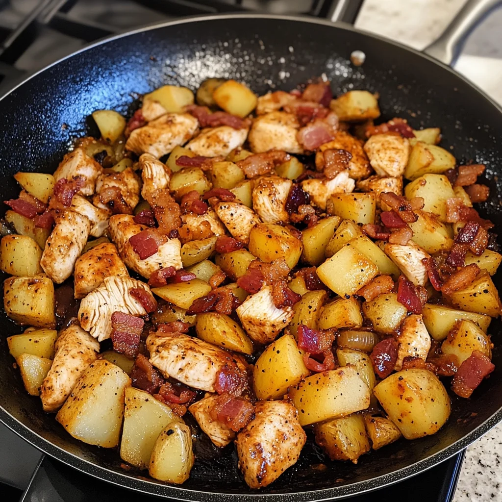Smoky BBQ Bacon Chicken Potato Skillet Recipe