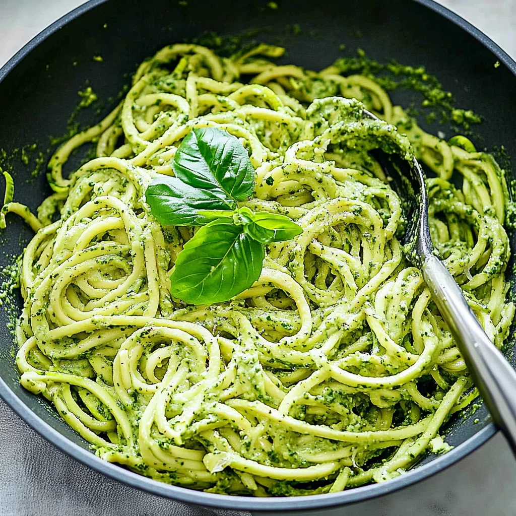 Healthy Zucchini Noodles with Avocado Pesto Recipe