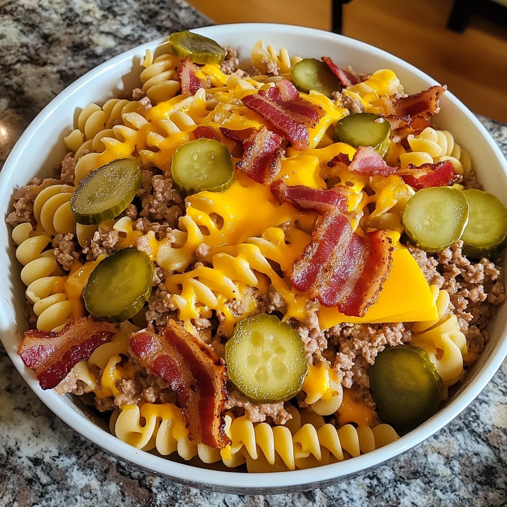 BBQ Bacon Cheeseburger Pasta Salad 7 Ingredients Easy Delicious