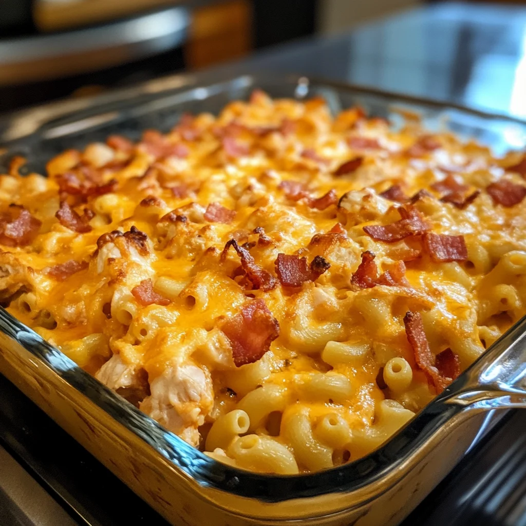Easy Buffalo Chicken and Bacon Mac Attack Casserole