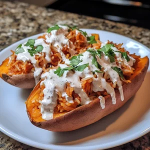 Buffalo Chicken and Rice Stuffed Sweet Potatoes 4 Servings Easy Delicious