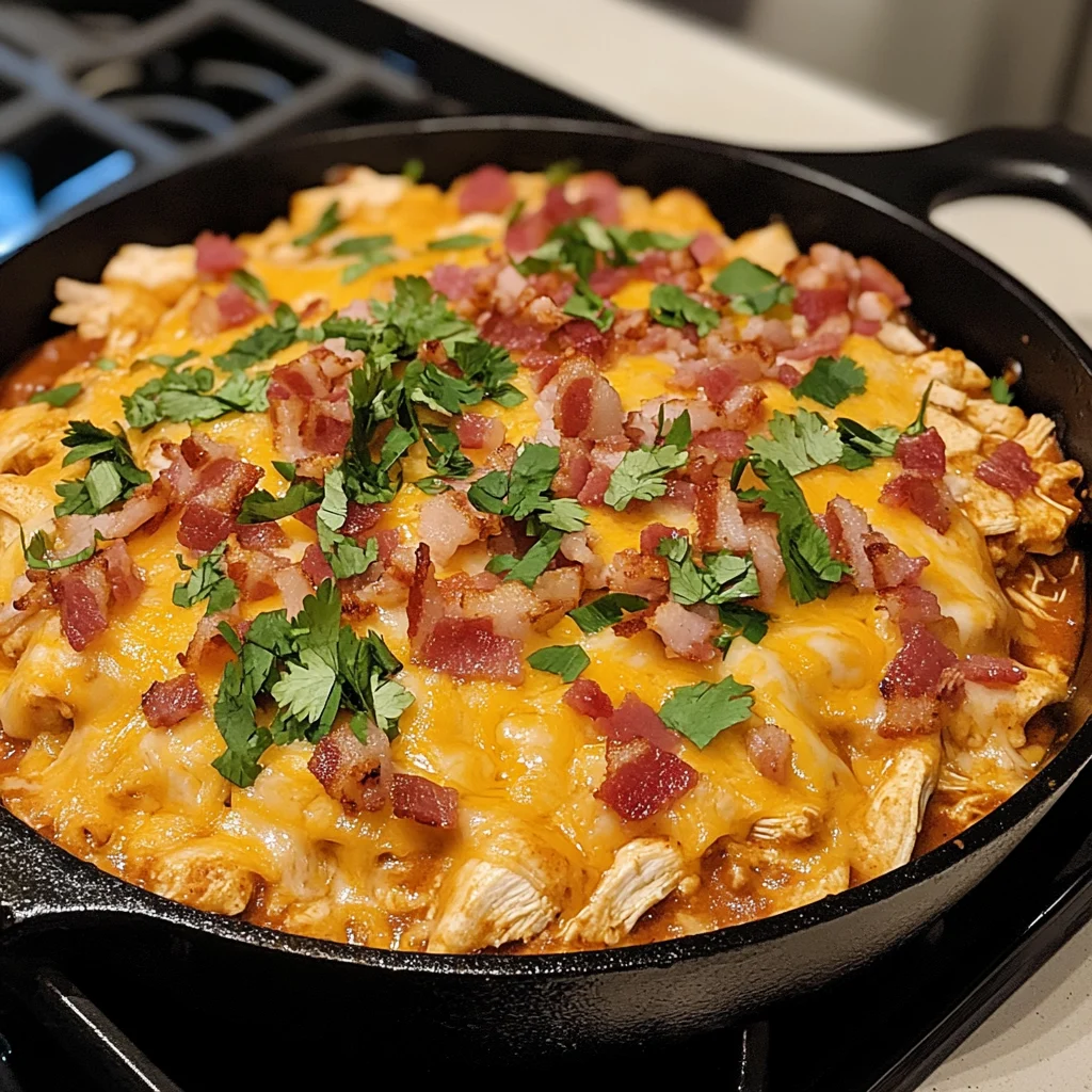 Cheesy Bacon Chicken Enchilada Skillet 30 Minutes Easy Delicious