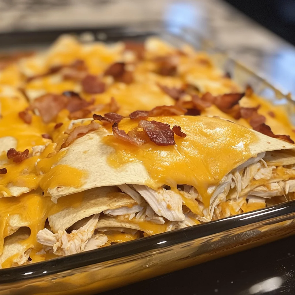 Cheesy Bacon Ranch Chicken Quesadilla Bake 6 Ingredients Easy Delicious