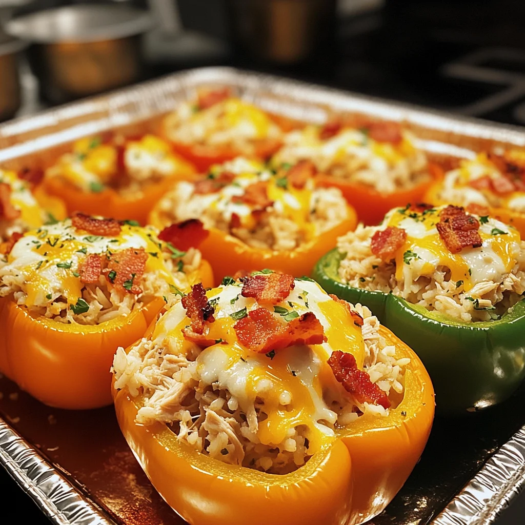 Best Cheesy Bacon Ranch Chicken Stuffed Peppers Ever