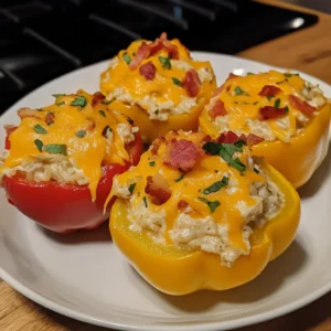 Best Cheesy Bacon Ranch Chicken Stuffed Peppers Ever