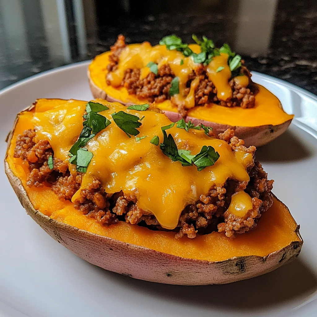 Cheesy Taco Stuffed Sweet Potatoes 4 Servings Easy Delicious