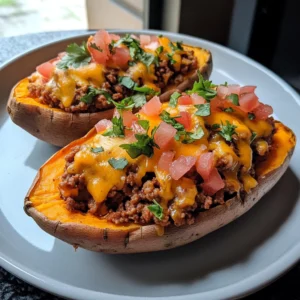 Cheesy Taco Stuffed Sweet Potatoes 4 Servings Easy Delicious