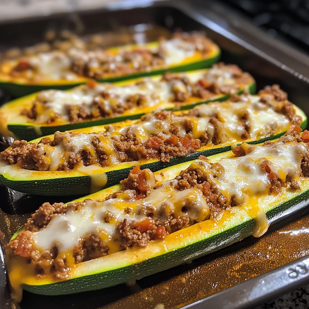 Quick Cheesy Taco Stuffed Zucchini Boats Recipe