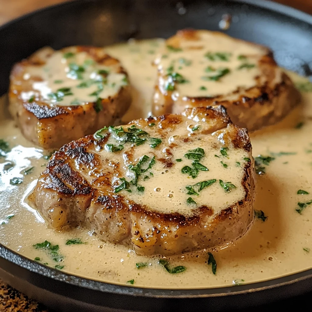 Creamy Garlic Boneless Pork Chops 4 Servings Easy Delicious