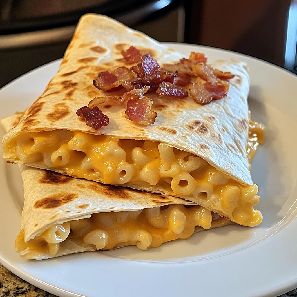 Crispy Bacon Ranch Mac & Cheese Quesadilla 4 Servings Easy Delicious