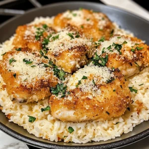 Crispy Garlic Parmesan Chicken and Rice 4 Servings Easy Delicious