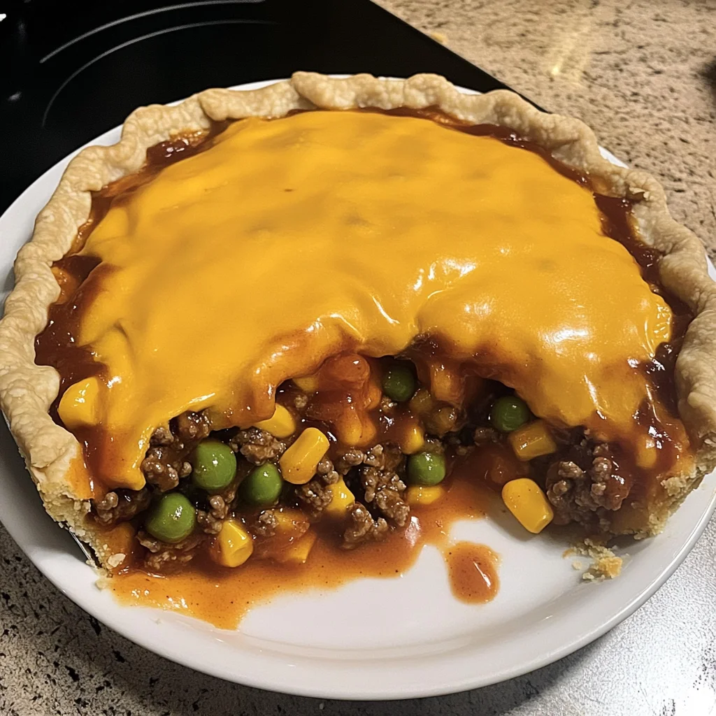 Easy Deep Dish BBQ Cheeseburger Pie for Meat Lovers