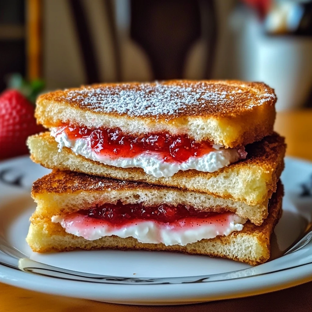 Fried Strawberry Cheesecake Sandwiches 4 Servings Easy Delicious