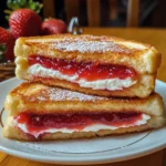 Fried Strawberry Cheesecake Sandwiches 4 Servings Easy Delicious