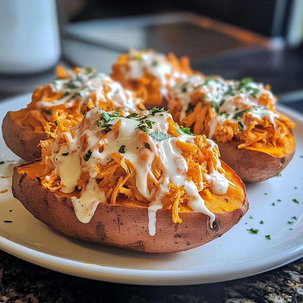 Easy Loaded Crack Chicken Stuffed Sweet Potatoes Bake